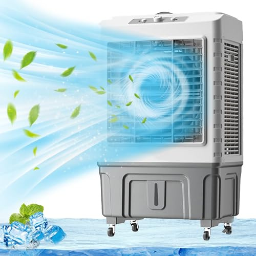 Portable Air Cooler with 3 Speeds, 120° Oscillation, 4 Ice Box for Indoor & Outdoor Patio Garage Use Aircooler