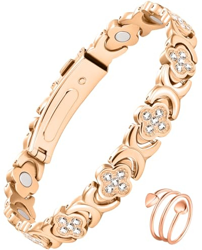 Jecanori Koppararmband för kvinnor, magnetiskt armband för kvinnor, justerbar längd med presentask och borttagningsverktyg, 20.5 cm, Koppar