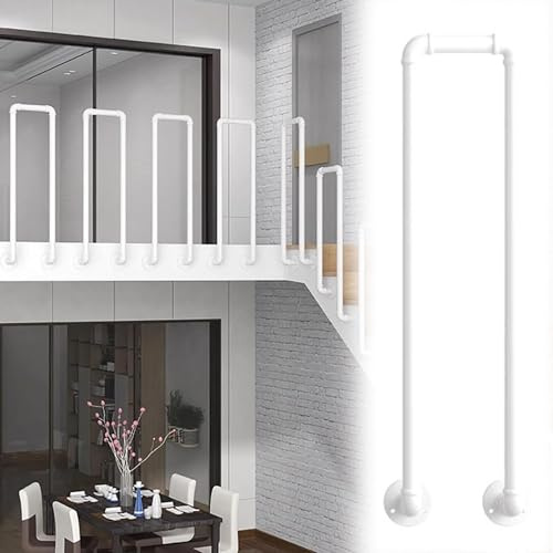 UShape - Corrimano per scale a spirale, in ferro battuto industriale, per scale interne/esterne (bianco, 110 cm)