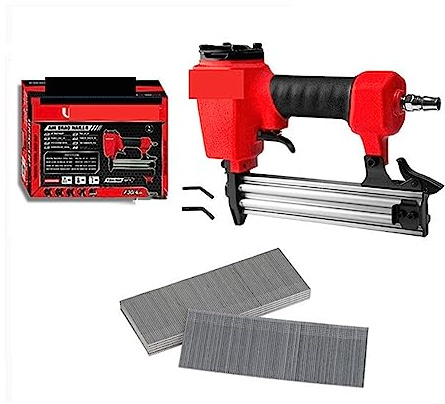 ZKLGS Grapadora, Pistola de Clavos de Aire, clavadora neumática for Muebles, Grapadora de construcción, Herramientas de Pistola Grapadora for tapicería con Grapas(F30 Set(1275 Nails))