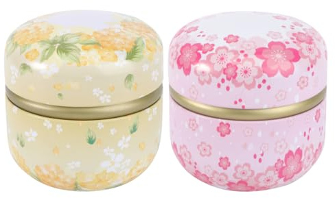 SHINEOFI Lot De 2 Boîtes À Thé Rondes En Fer-Blanc Boîtes En Fer-Blanc Pour Thé Parfumé Et Produits Alimentaires Courants 3.43 X 3.35 X 3.35 in Pour Rangement Cuisine Et Cadeau