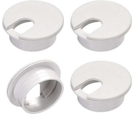 TA-VIGOR 4Pcs Desk Cable Hole Cover, 1.38Inch/35mm ABS Wire Grommet, U-Shaped Cord Organizer for Office and Computer Desks, Black