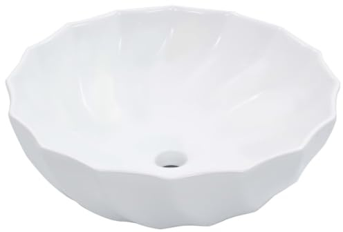 Mokuyary Lavabo da appoggio in ceramica, 46 x 17 cm, in ceramica, colore bianco