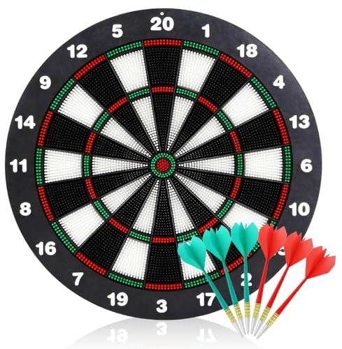 Tablero de dardos de seguridad, juego de dardos suave para adultos y niños, tablero de dardos con soporte, con 6 dardos de punta suave, muy adecuado para reuniones familiares, fiestas, cumpleaños