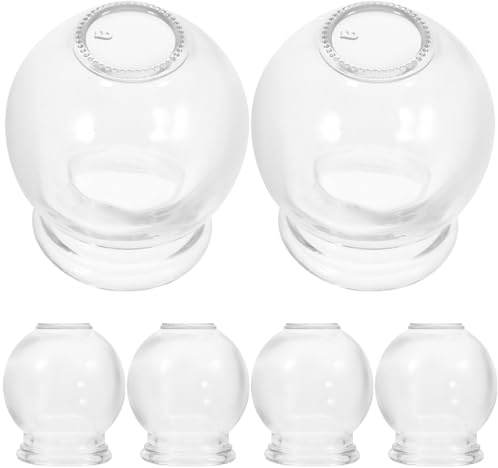 Hemobllo Lot de 6 Ventouses en Verre Épaissi pour Thérapie par Ventouses, Massage du Dos, Cupping Confortable, Kit Maison