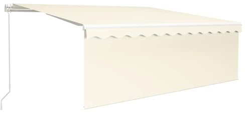 WRJENFSC Tenda da sole retrattile manuale, 4 x 3 m, con braccio articolato, per terrazza e balcone, robusto telaio in alluminio, tenda da sole regolabile in altezza, colore crema