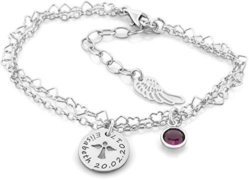 Taufarmband Silber Mädchen oder Junge Armband mit Engel zur Taufe mit Gravur Armkettchen für Baby und Kinder Silberarmband Patenkind Schutzengel | HANDMADE IN GERMANY
