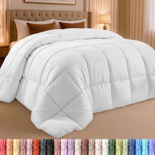 Utopia Bedding Comforter Duvet Insert - Quilted Comforter with Corner Tabs - Box Stitched Down Alternative Comforter (Full, White)
