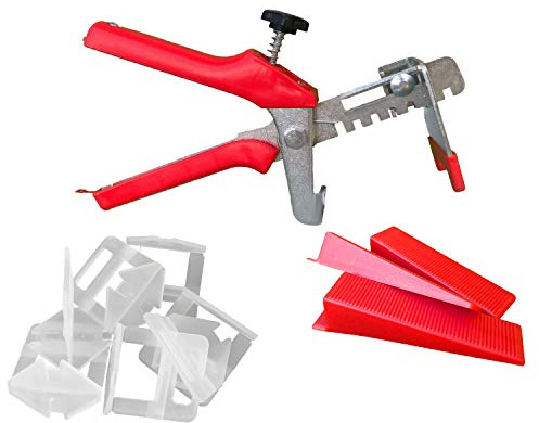 1000 Zuglaschen 300 Keile + 1 Zange 1,5mm - KACHEL GOTT® Fliesen Nivelliersystem Set - Fugenbreite wählbar 1mm bis 3mm - Zange Keile Zuglaschen für Fliesenstärke 3-12 mm(SET S 1,5mm)