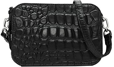 Liebeskind Berlin Damen Croco Luka Crossbody Umhängetasche, Small (HxBxT 14.5cm x 20.5cm x 7cm), black