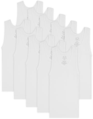 Fruit Of The Loom Boys Eversoft Cotton Undershirts, T Shirts & Tank Tops Underwear, Tank - Toddler - 10 Pack - White, 4-5T US
