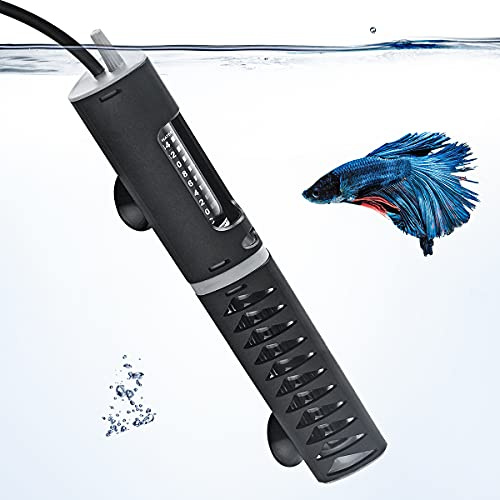 PYPABL Adjustable Aquarium Heater with Protective Cover, 25W 50W 100W 120W Submersible Heater Thermostat for 10L-115Litres Fish and Turtle Tank (100W for 40-105L)
