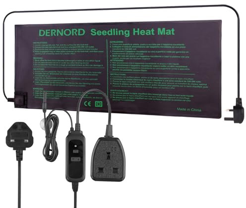 DERNORD Heat Mat Plant with Thermostat - Seedling Heated Propagators for Plants Chilli Kombucha Grass Seed Indoor Garden Shed Greenhouse Heating Pad