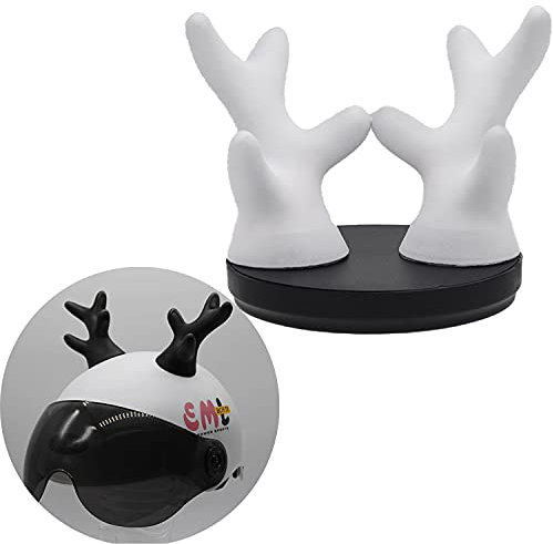 malyituk Motorradhelm-Teufelshörner, Hirschgeweih, glänzend, Dekoration, Spike für Ski, Snowboard, Fahrrad, Roller, Paar (weiß)