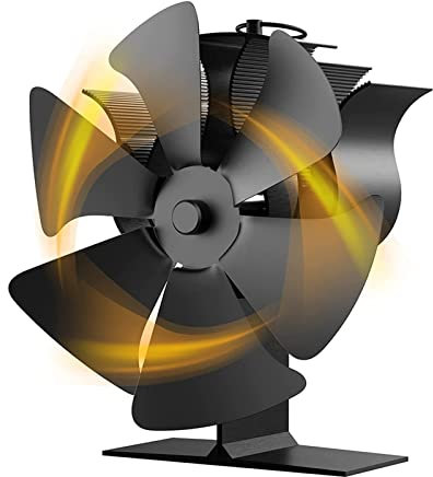 Ventilador de la estufa de madera, 6 cuchillas Ventilador de chimenea eléctrico con calor con termómetro incorporado, estufa de leña for pellets / ladrillo / estufa de madera, estufa de calor eficient