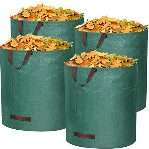 Gartensack 4x 272l Gartenabfallsack, 4 Pack Faltbar Gartensack Selbstaufstellend mit 4 Griffe Wiederverwendbare und Stabile Laubsack für Gartenabfälle Laub Rasen Pflanz Grünschnitt(4er-Pack)
