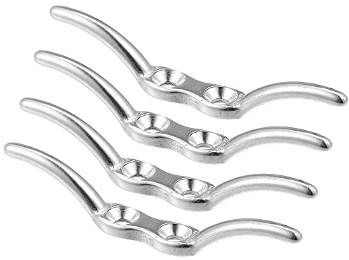 X AUTOHAUX 4Pcs 2-1/2 Inch Stainless Steel Flagpole Cleat Hook Boat Deck Cleats