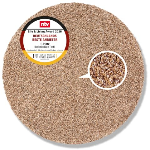 Astra rutschfeste Schmutzfangmatte innen waschbar - Beige ca. 80 cm (Rund) | Saugfähige Sauberlaufmatte Innenbereich Entra SAUGSTARK pflegeleicht Sauberlaufmatte 100% Baumwolle Türmatte robust Fußmatte