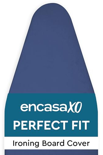 Encasa XO Bügelbrettbezug, Dickes Polster, Gummizug 125x46 cm | Kobalt, Ersatzbügeltischbezug | Dampfdurchlässig & Hitzebeständig | 100% Baumwolle | Kalt Waschbar | Bungee-Spannclip