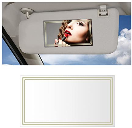 CGEAMDY Car Cosmetic Mirror, Self Adhesive Seatback Makeup Mirror for Auto Sun Shading, Stainless Steel Car Sun Visor Makeup Mirror, Mirrors for Car Visor, Vehicle Cosmetic Makeup Mirrors(Rectangular)