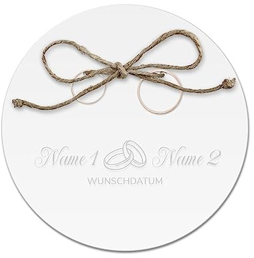 Acrylglas Ringkissen personalisiert zur Hochzeit Standesamt mit Lasergravur mit individuellen Namen und Datum klein und modern - Ringe