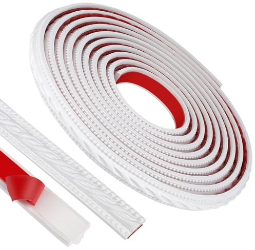 EFUTURETIME Zierleisten Selbstklebend Wand, 2cmx5m, Flexibel Deckenleisten, Leiste Dekorative für DIY, Dekoration, Wand, Bilderrahmenränder, Schrankkanten,Einfaches Muster-Weiß
