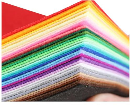 50 fogli di feltro in poliestere, formato A4, colorati, per patchwork, artigianato, giocattoli, ornamenti natalizi (20 cm x 30 cm)