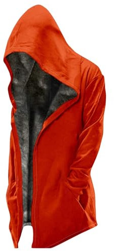 Zip Hoodie Herren Winterjacke Herren Warm Regenjacke Herren Leicht Camouflage Jacke Herren Einfarbiges Oversized Gothic Mantel Mit Reißverschluss Warme Gefütterte Jacke Lang Winter Jacke Vermilion Xl