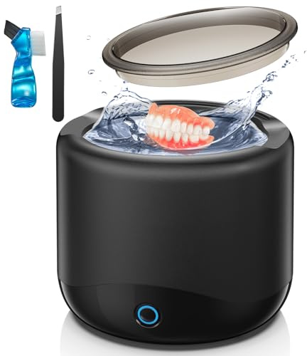 Ultrasonic Cleaner Retainer Cleaning Machine - RELEXNOW 45kHz Portable Ultra Sonic Dental Cleaner - Professional Cleaning Mouth Guard, Aligner, Denture, Toothbrush Head, Jewelry for Home or Travel-V4