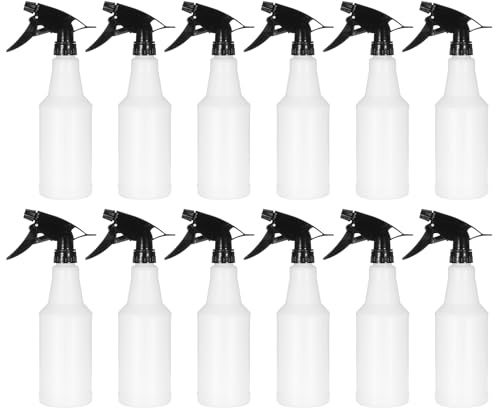 PATIKIL 500ml/16oz Plastik Sprühflaschen 12 Stück Verstellbare Düse Auslaufsichere Leere Wassernebel Strahl Sprüher Für Reinigungslösungen Pflanzen Haare Schwarz