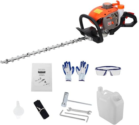 Shienfir Hedge Trimmer 26CC Gas 2-Stroke Cycle Hedge Trimmer, Double Sided Blade 24 Saw Brush Cutter Garden Tool, 7500RPM Household Garden Trimmer Tools for Bush Lawn Garden Orange