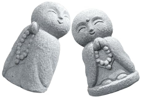OFFSCH 2 Stück Kleiner Buddha Statue Mönchsfigur Aquarium Deko Mit Stabilem Sockel Buddhistische Skulptur Für Tisch Garten Und Wohnraum
