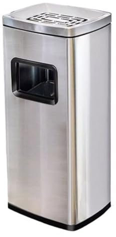 Cubo Basura Bote de Basura de Acero Inoxidable con Tapa, Bote de Basura Comercial con cenicero Superior y Cubo Interior extraíble, contenedor de residuos Resistente, Plateado Papeleras