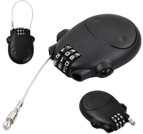 Ausziehbares Kabelschloss, 75cm Stahlseil Gepäckschloss, Zahlenschloss Vorhängeschloss mit 3 Zahlenscheiben, Reiseschloss Sicherheitsschloss für Gepäck Koffer Fahrräder Kinderwagen Rucksack, Schwarz