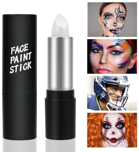Ansiktsmålarstift, ögonkroppsmålarstift för Softball Fotboll Baseball Lacrosse, Giftfri Makeup Stick för vuxna Barn Halloween Cosplay, Sport oljebaserad målarstift Vit