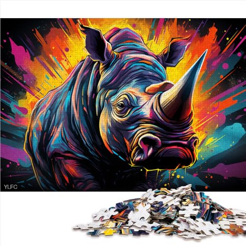 Puzzle mit 1000 Teilen,Buntes Neonwolf-Papierpuzzle,Geeignet für Kinder ab 12 Jahren,Für Familienspaß。Größe: 52 x 38 cm