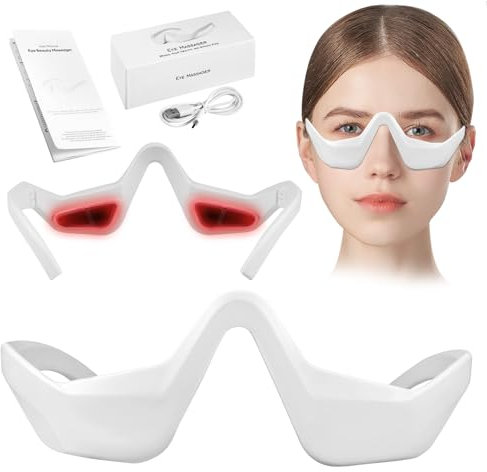 Eye Microcurrent Goggles Device,EMS Microcurrent Eye Protector,Micro-Current 3D Vibration Eye Massager for Reduce Dark Circles Puffiness Wrinkles Relax Eye,Under Eye Red Light Therapys