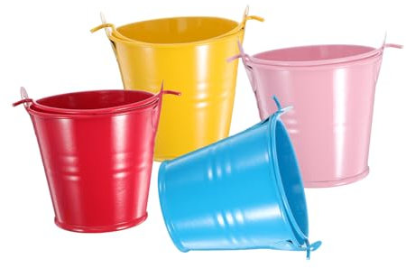 IMIKEYA 4stücke Mini Metalleimer Bunt Mit Praktischem Tragegriff Kleine Zinkeimer Als Dekorative Partybehälter Für Süßigkeiten Pommes Snacks Und DIY Basteln Vielseitig Für Outdoor-feiern