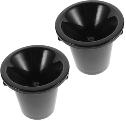Cabilock Cubo para Volcar Vino y Escupidera Redonda 2 Piezas, Plástico PP Negro, Asas Dobles, Cubo De Hielo para Bar y Cata De Vinos, Uso Restaurantes y Fiestas