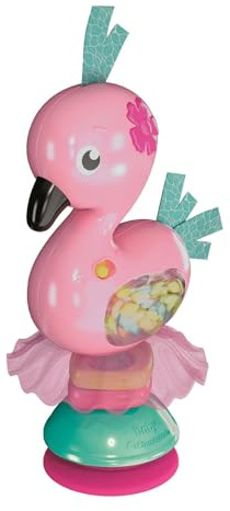 Clementoni Baby Fancy Flamingo Interactive Rattle with Melodies, Children 3 Months+ Rattle with Balls, Sound Effects and Suction Cup for Moment Feeding, Stimulates Senses and Manuality, 17492