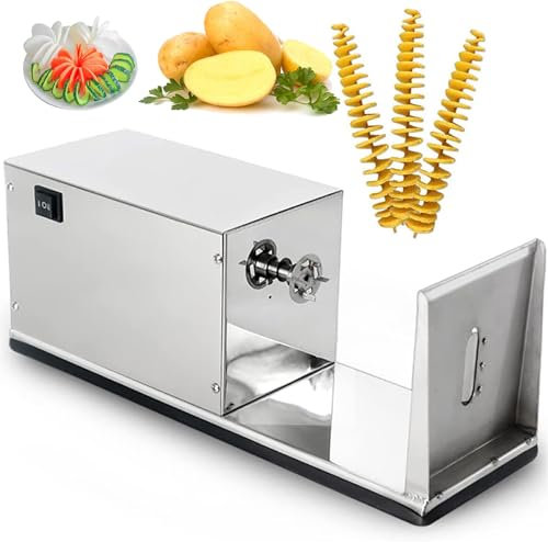 LYDBMYT Cortador de Patatas en Espiral eléctrico Tornado de 50 W, Cortador de Patatas Fritas de Acero Inoxidable, Torre de Patatas Adecuada para Batatas y Zanahorias