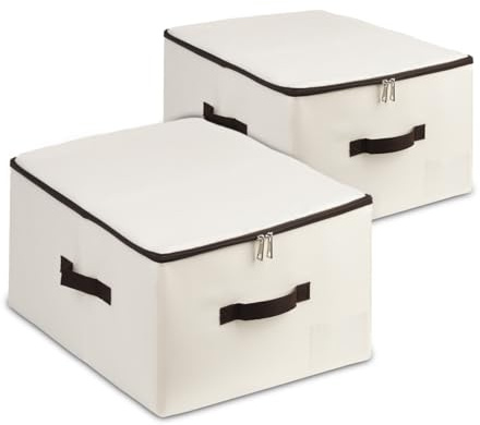 iwill CREATE PRO Aufbewahrungsboxen/Organizer mit Deckel, Faltbare Zusammenklappbarer mit Griff, 2 Stück, Beige (Beige, 2Pcs) | Faltbare Zusammenklappbarer mit Griff, 2 Stück, Beige (Beige, 2Pcs)