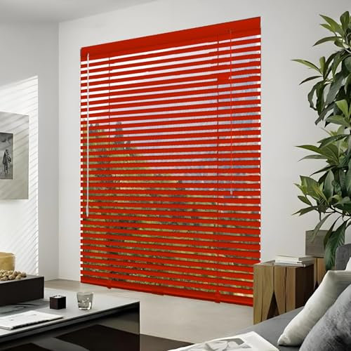 Aluminium Jalousie Horizontal Jalousien Für Fenster 25mm Lamelle nach Maß Breite 30 50 55 70 75 80 100 120 145 160cm für Fenster Venezianische Jalousette(Rot)
