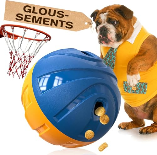 KADTC Leckerli-Ball mit Kicher-Geräusch – einstellbare Futterausgabe – Basketball-Spielzeug – Puzzle-Futterball zur langsamen Fütterung für mittelgroße, große und sehr große Hunde, die stark kauen