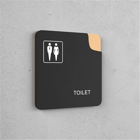 Panneau Wc Plaque de signalisation de toilette de couleur noir et or, étiquette murale 3D en acrylique for porte de salle de lavage, autocollant, support de Wc, panneau de signalisation, décoration ar