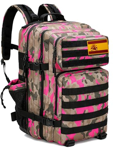 SEYATULH Mochila Tactica Militar 45L-Sistema MOLLE Viaje Senderismo Gimnasio-Hombres Mujeres(Camuflaje rosa)