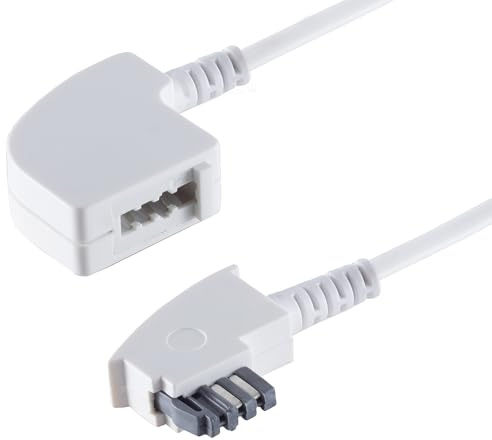 1aTTack.de 1x 6m - Telefon-Verlängerung 4-adrig TAE-N Stecker - TAE-N Kupplung Telefonkabel Weiß