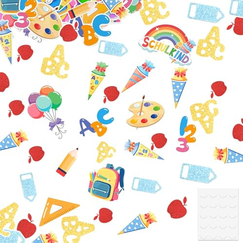 BSITSSS 160 Stück Einschulung Konfetti, Schulanfang Streudeko, ABC 123 Deko Einschulung Tischdekoration für Schuleinführung Schulanfang Schulkind 2025 Mädchen und Jungen