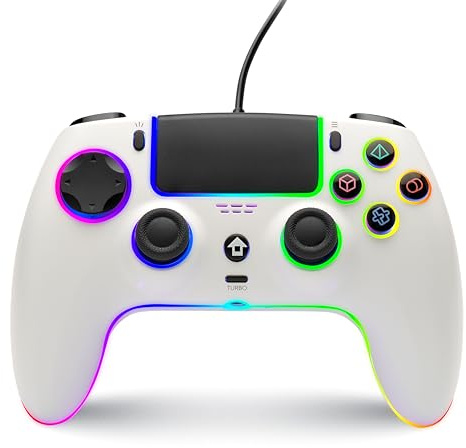 NITHO NOVA Mando con Cable Compatible con PS5/PC/MAC/Android/Steam Deck, Gamepad con Efecto Hall, Paletas Programables, Turbo, Giroscopio de 6 Ejes, Vibración Dual, Iluminación RGB & Jack de Audio