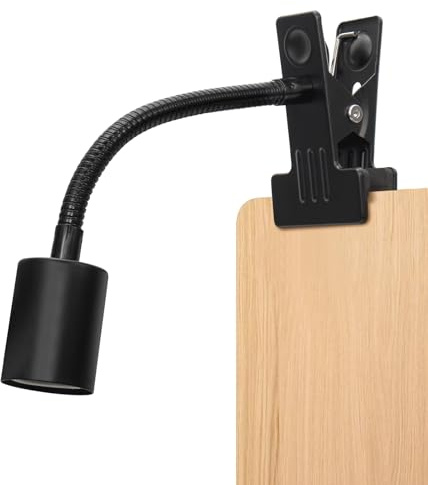 Milpoel E27 Lampenfassung mit Clip, 360° verstellbarer Schwanenhals, 175cm langes Kabel mit Schalter und Stecker, Klemmleuchte für Pflanzen, Tiere, Tischlampe, ohne Glühbirne (Schwarz, 1 Stück)